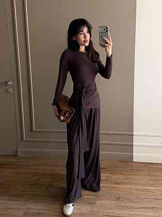 Женский стильный трендовый костюм двойка из вискозы Шоколад, 42/44 Одесса