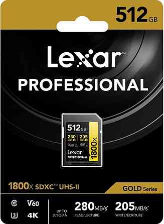 Карта памяти Lexar 512GB Professional 1800x UHS-II SDXC GOLD Series. Киев
