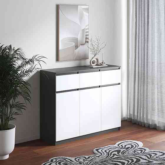 Комод VAYS в спальню, сучасний, без ручок R-33 Антрацит-Білий фасад Львів