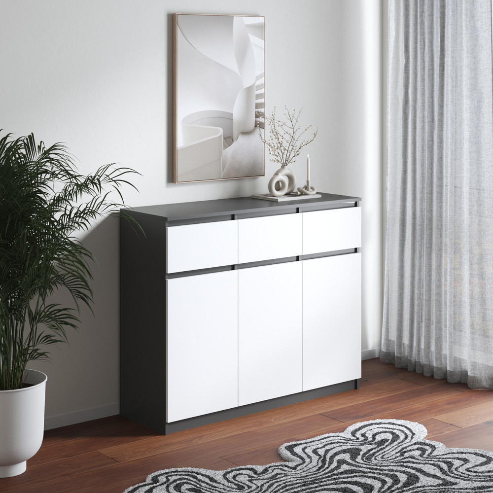 Комод VAYS в спальню, сучасний, без ручок R-33 Антрацит-Білий фасад Львів - фото 1