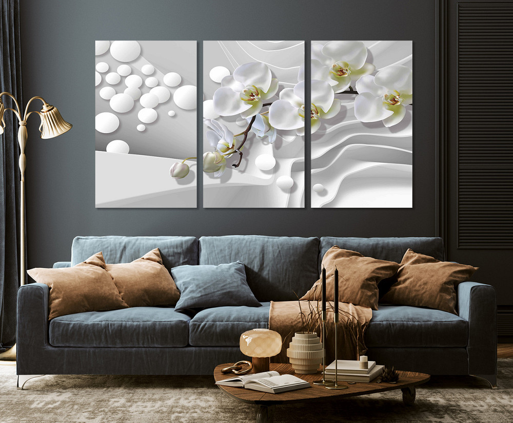 Модульная картина в гостиную / спальню Біла Орхідея    ART-012_3A 100х150 см Киев - изображение 3