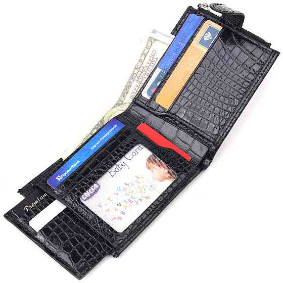 Мужской горизонтальный кошелек из натуральной фактурной кожи CANPELLINI 21504 Черный Киев