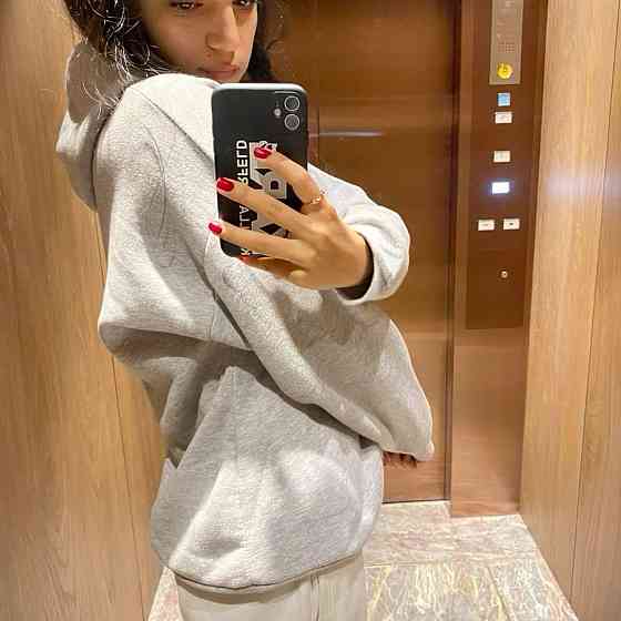 Женское стильное оверсайз худи из тринитки на флисе Меланж Одесса