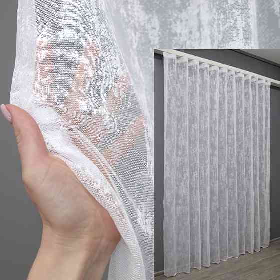 Тюль VR-Textil 1400т Мармур Жакард Білий 600х250 см (43-347) Київ