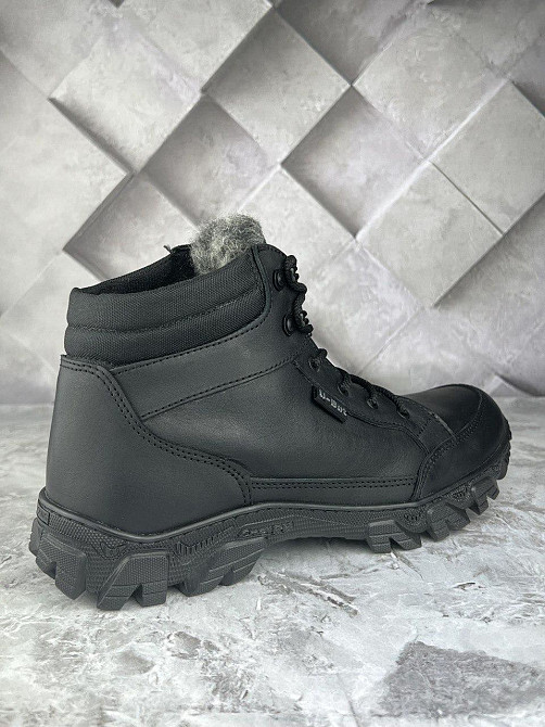 Військові чоловічі зимові черевики хихак чорного кольору прошиті та проклеєні військові черевики на хутрі WAR Львів - фото 8