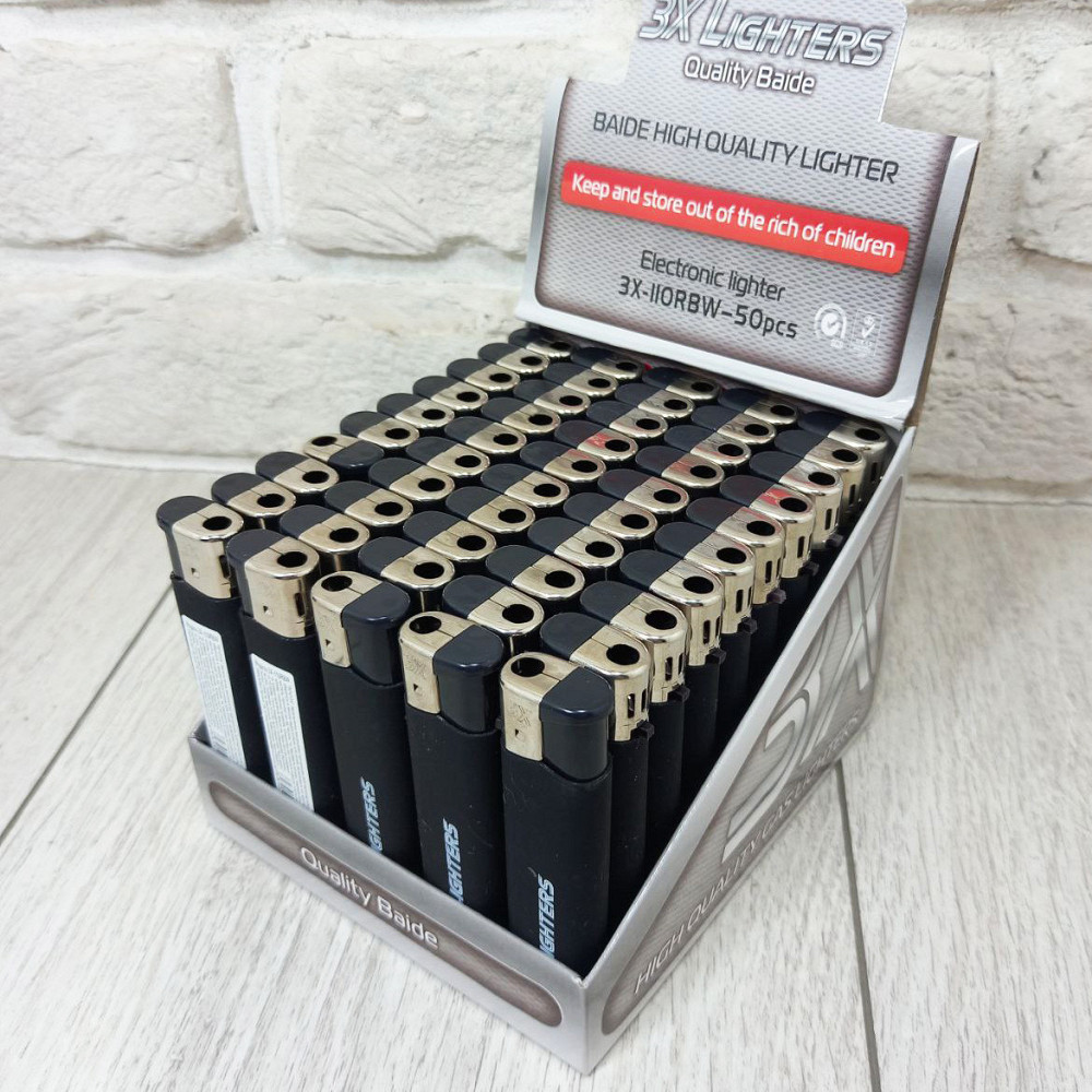 Зажигалка 3X прорезиненная черная уп/50шт Харьков - изображение 2