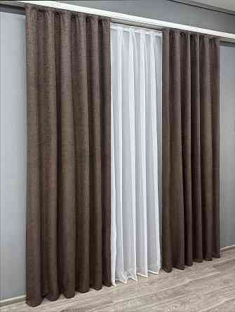 Комплект готовых штор VR-Textil Лен № 1750ш Венге 150х270 см 2 шт (33-0643) Киев