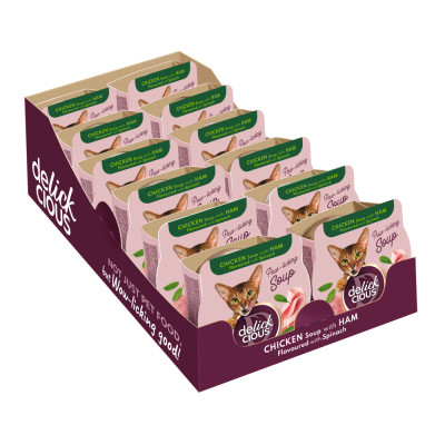 Вологий корм для кішок Delickcious Суп з курки з шинкою та додаванням шпинату 80 г (4820269141599) Вінниця - фото 2