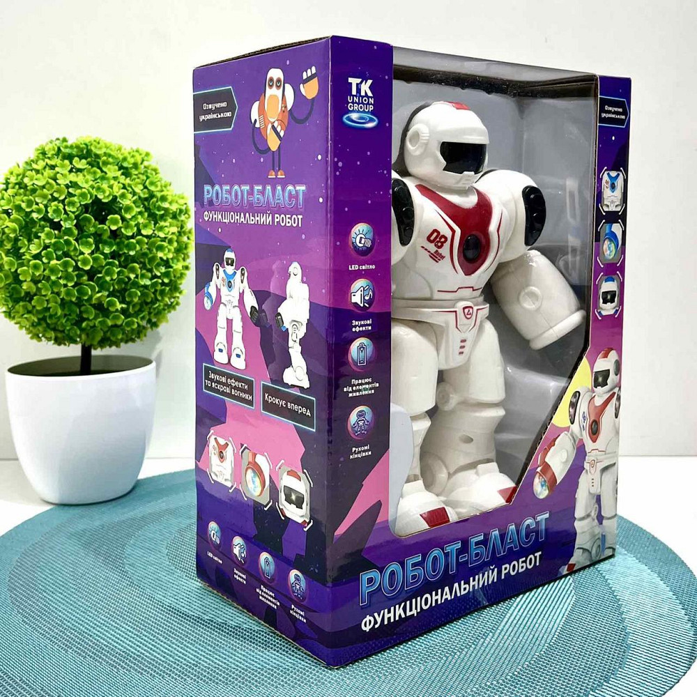 Робот функціональний з LED-підсвічуванням звуки та команди українською мовою 21см Біло-червоний (TK-31140 UK) Чернігів - фото 8