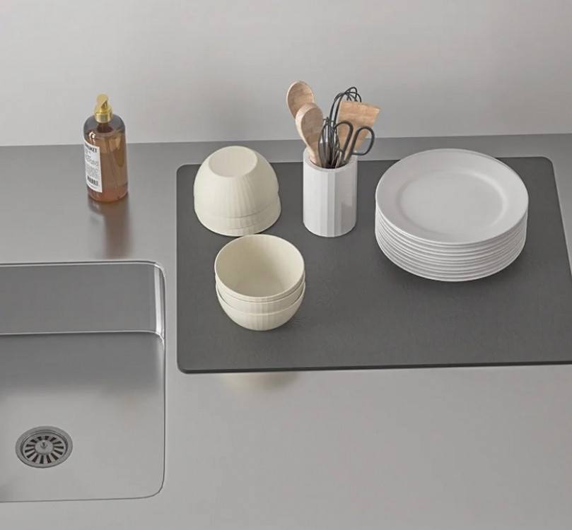 Супер поглинаючий килимок нековзний для сушіння посуду суперабсорбуючий 29*39см Сірий Вінниця - фото 1