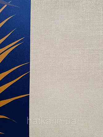 Шпалери вінілові на флізелін Petite Fleur 4 Rasch Texti 288697 на синьому тлі червоні птиці бірюзові квіти Київ