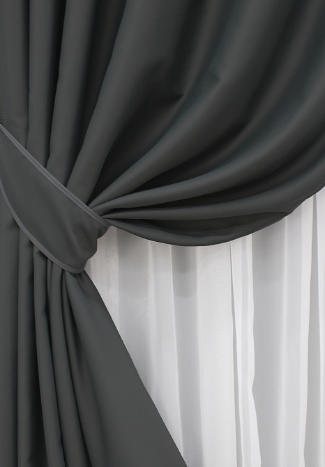 Комплект готових штор VR-Textil Блекаут Midnight № 1399ш Графітовий 100х290 см 2 шт (31-780) Київ - фото 5