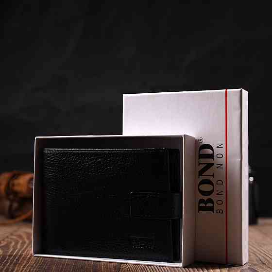 Чоловічий горизонтальний гаманець з натуральної шкіри BOND 22042 Чорний Київ