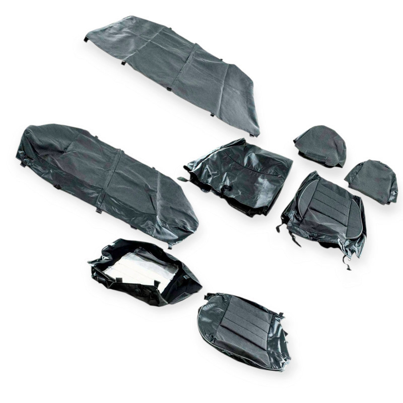 Чохли ваз 2101, 2105, 2104 (сід. 2105) "пілот" сірі шкірозамінник+тканина салону Мукачево - фото 1