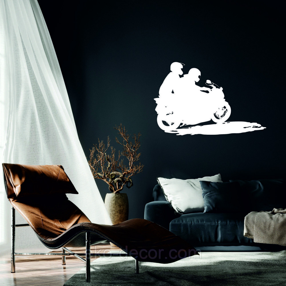 Декоративное настенное Панно «Мотоцыкл с коляской» Декор на стену 70*45 см, Белый Киев - изображение 1