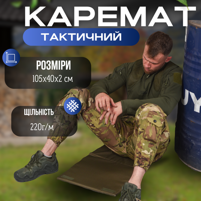 Сидушка потрійна карімат тактичний із кріпленням на пояс складаний коврик Київ - фото 15