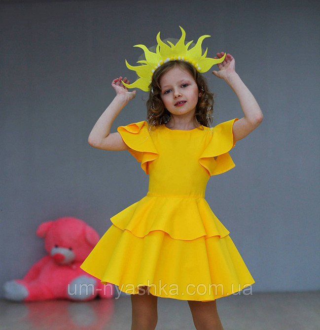 Жовте нарядне плаття на дівчинку костюм Сонечко, Курчатко, Качечка, Кульбабка від р.134 до р.152 Кривий Ріг - фото 1