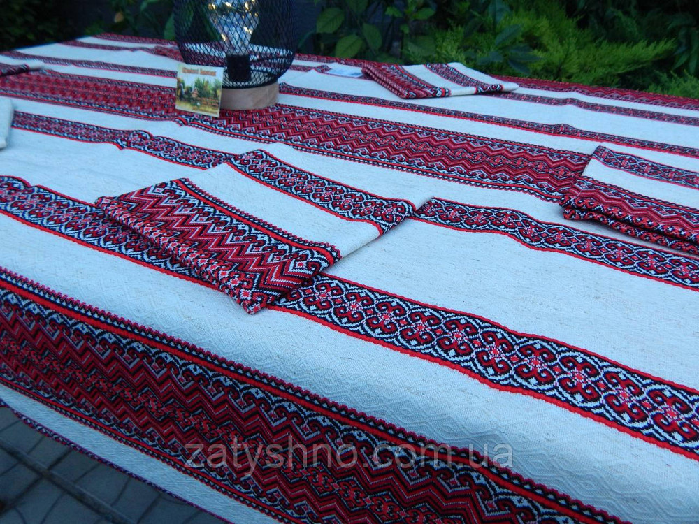 Вышитая скатерть с салфетками на льне Киев - изображение 9