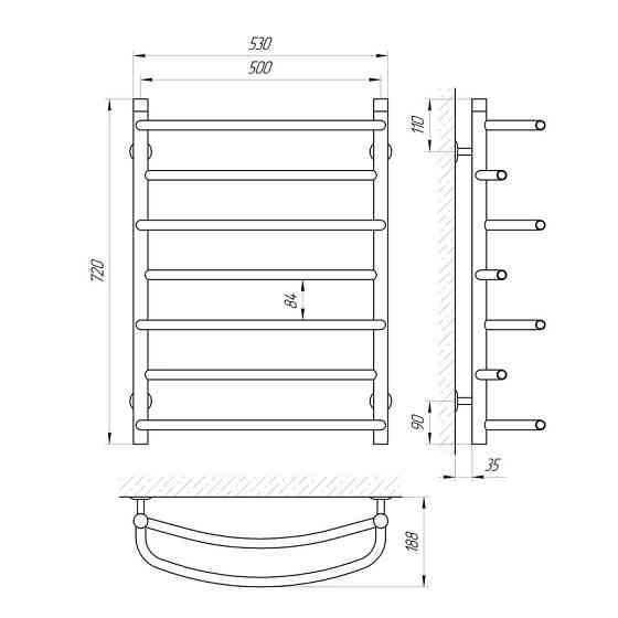 Водяна сушарка для рушників Laris Євромікс П7 500x700 Київ