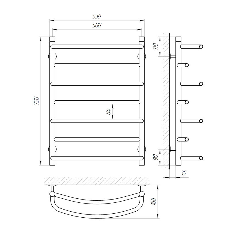 Водяна сушарка для рушників Laris Євромікс П7 500x700 Київ - фото 5