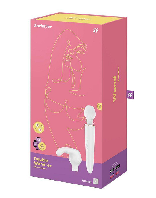 Смарт вібромасажер зі змінною головкою Satisfyer Double Wand-er Sex Aura Київ - фото 6