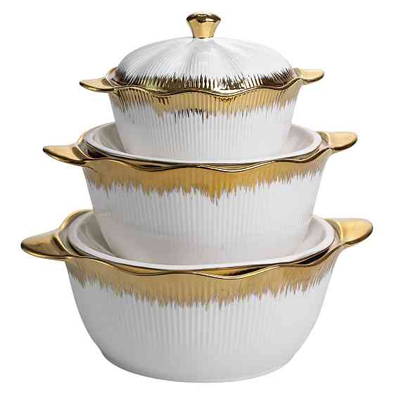 Набір супниць порцелянових 3 (шт) 0.8/1.8/2.5 (л) з позолотою XYL216-4A Київ