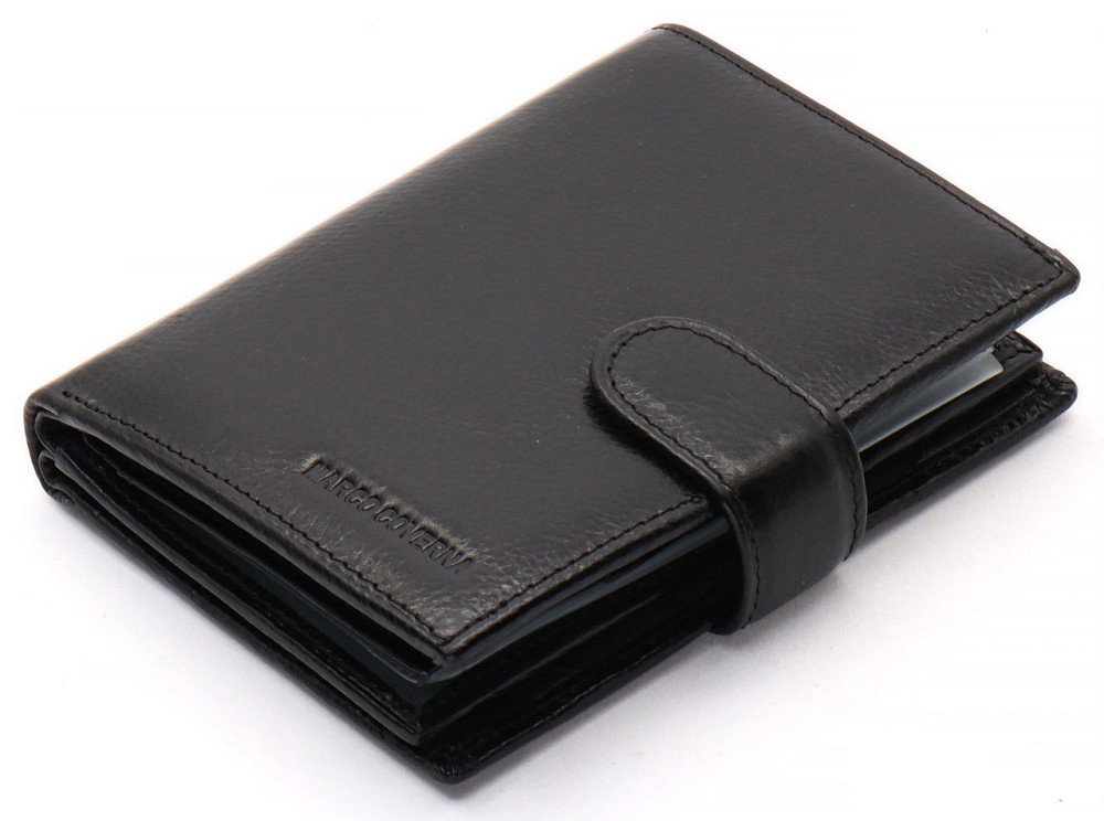 Чорне чоловіче портмоне з натуральної шкіри Marco Coverna Київ - фото 2