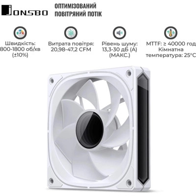 Кулер для корпуса JONSBO FR-505WR Reverse ARGB White Винница - изображение 8