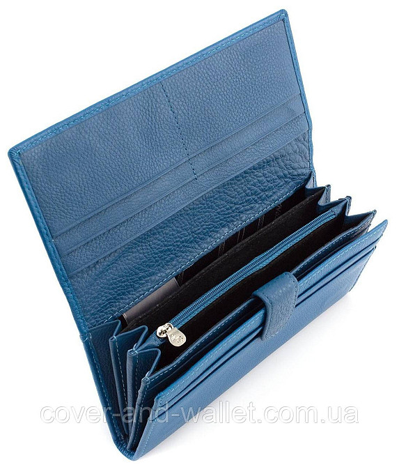 Блакитний шкіряний жіночий гаманець на багато карток Marco Coverna Київ - фото 2