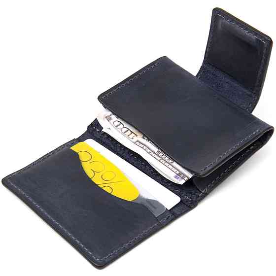 Матовая кожаная визитница Черный (GRANDE PELLE) Киев