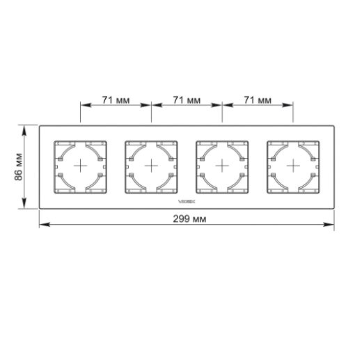 BINERA шоколадний алюміній Рамка горизонтальна 4-а Videx Житомир