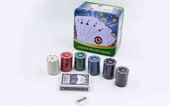 Набір для покера D7 на 120 фішок з номіналами, в коробці. Вінниця