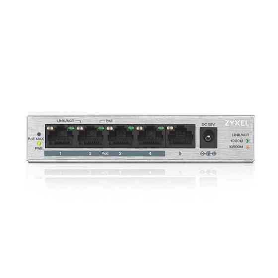Комутатор ZYXEL GS1005HP (GS1005HP-EU0101F) (1xGE, 4xGE PoE+, max PoE 60 W) Ні Харків