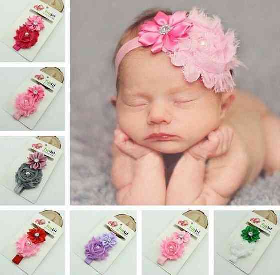 Пов'язка на голову дитяча фіолетова - розмір декору 9см, розмір універсальний (на резинці) Київ