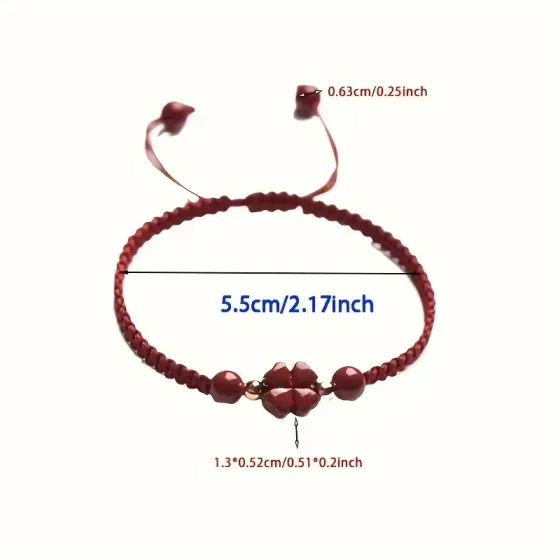 Красный браслет с киноварным камнем и четырёхлистником – талисман удачи Киев