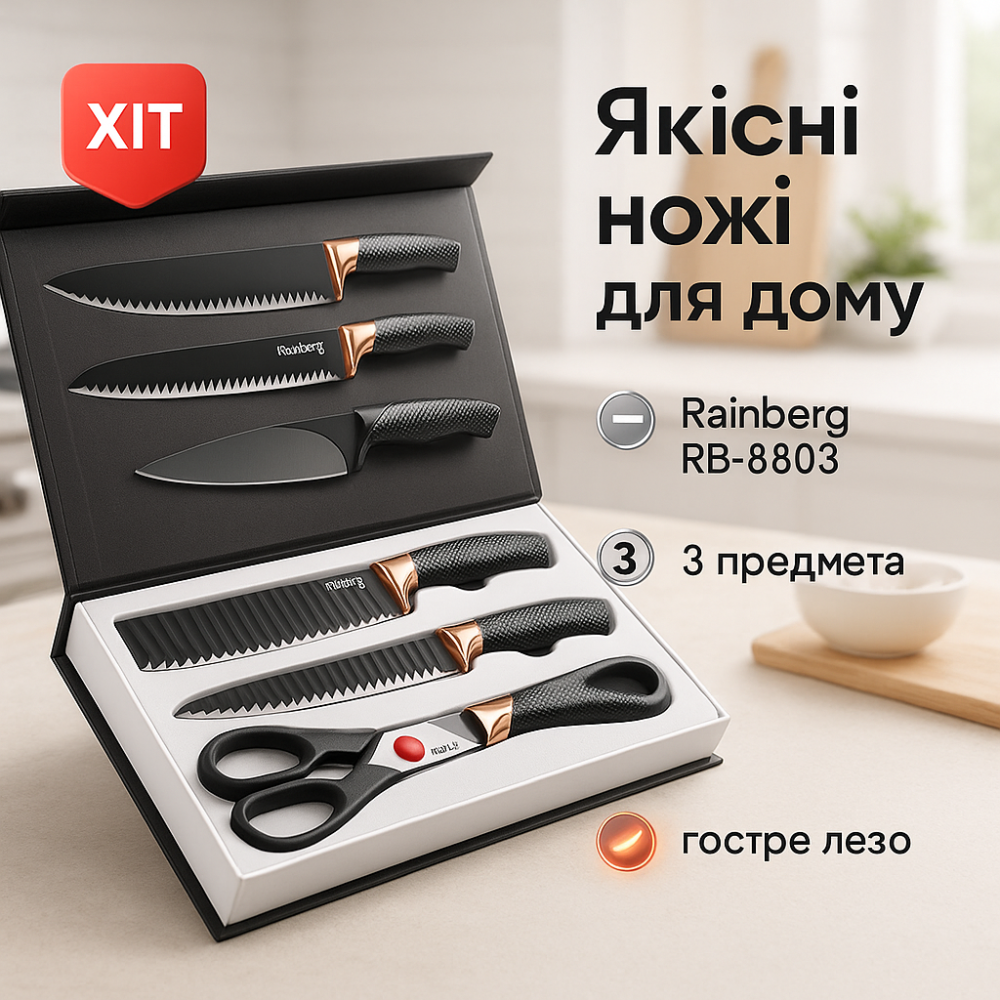 Набір ножиків для кухні, Набір металевих ножів Набір ножів кухонні ножі кухарські AJ-59 Львів - фото 11