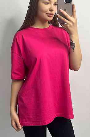 Базовая футболка женская оверсайз Малиновый M/L Харьков
