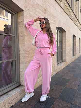 Женский стильный костюм двойка из королевского велюра Розовый, 46/48 Одесса