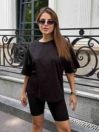 Футболка и велосипедки женские кулир Черный XL/2XL Харьков