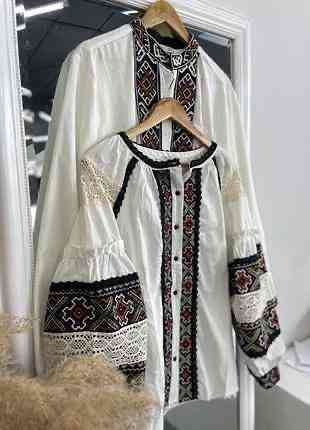 Жіноча сучасна вишиванка з мереживними вставками 80% бавовна, 20% поліестер 44 Одеса