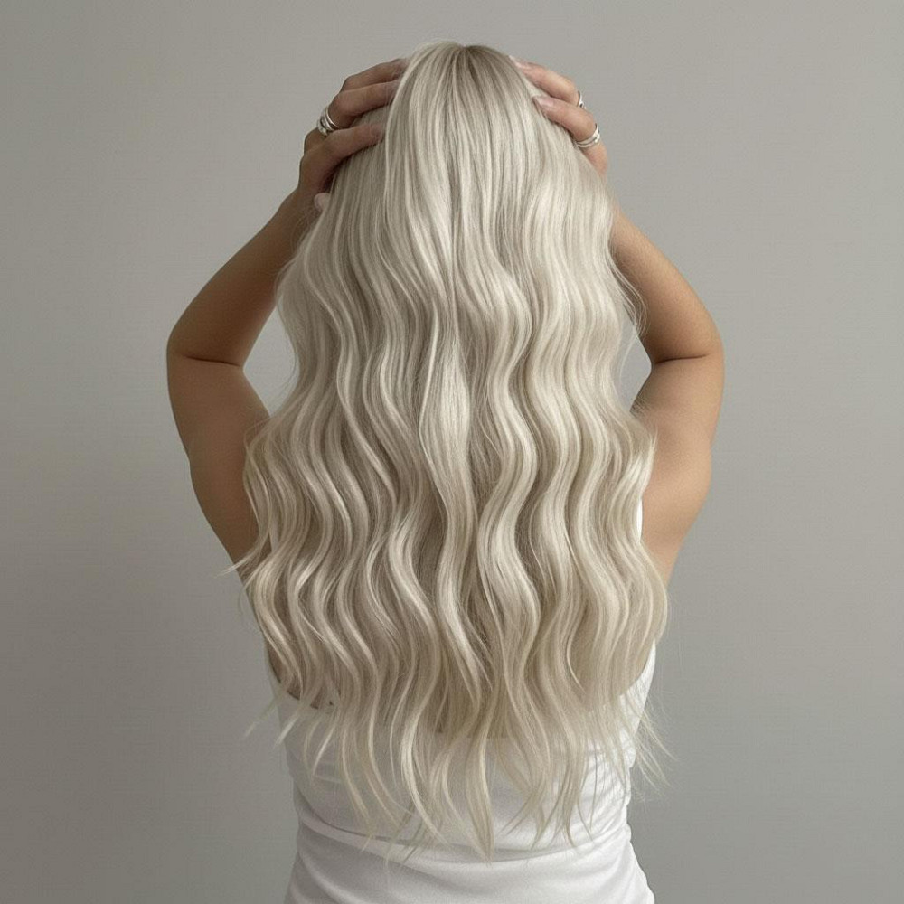 Парик волнистый длинный 70 см из искусственных волос женский Блондин Винница - изображение 3