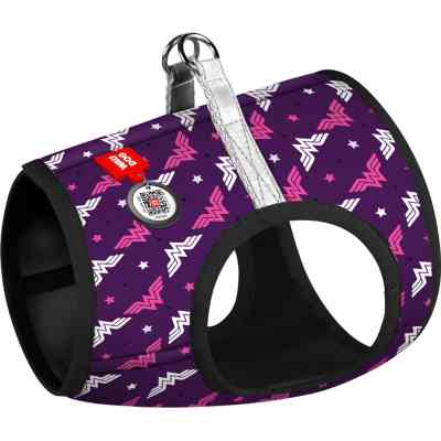 Шлей для собак WAUDOG Clothes с QR паспортом "Чудо-женщина фиолет" S2 (1012-4008) Винница