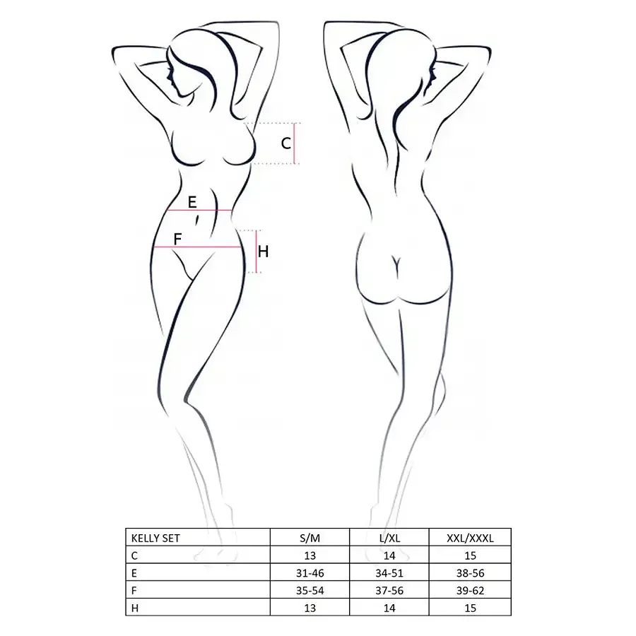 Комплект білизни Passion KELLY SET XXL/XXXL, black, ліф, трусики, пояс для панчох Львів - фото 3