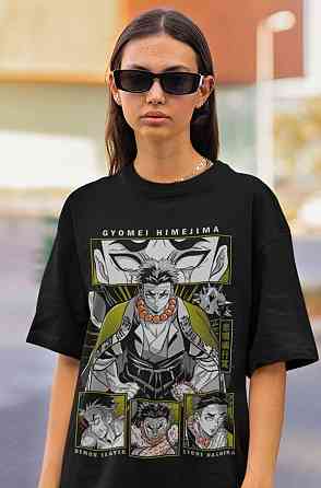 Футболка для мальчика аниме Истребитель демонов оверсайз (рост от 165 до 180 ) Черний AnimeJ0902m Днепр