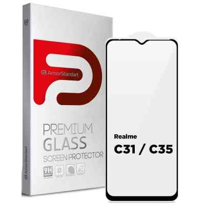 Стекло защитное Armorstandart Full Glue Realme C31 / C35 Black (ARM62692) Винница