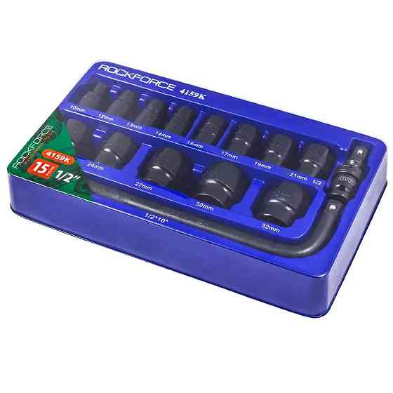 Набір ударних головок 15 предметів, 1/2", 6-гр. RockForce RF-4159K Одеса