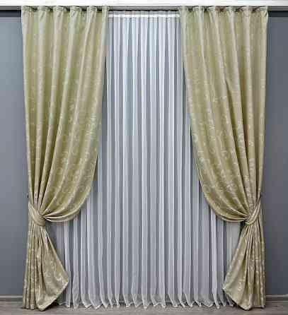 Комплект готовых штор VR-Textil Жаккард Allure № 1614ш Бежевый 150х270 см 2 шт (33-0488) Киев