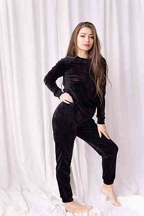 Жіночий спортивний велюровий костюм Чорний S Харків