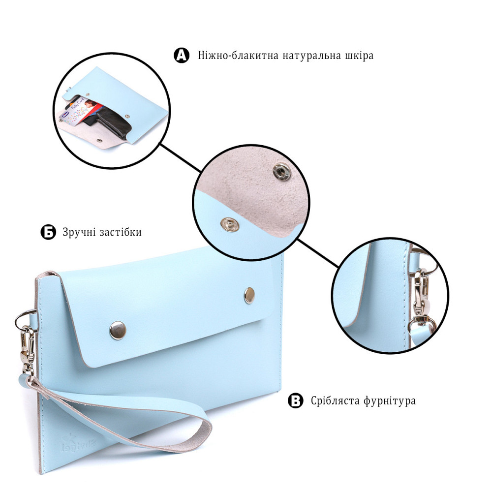 Кожаная женская тревел-косметичка Shvigel 16424 Голубой Киев - изображение 4
