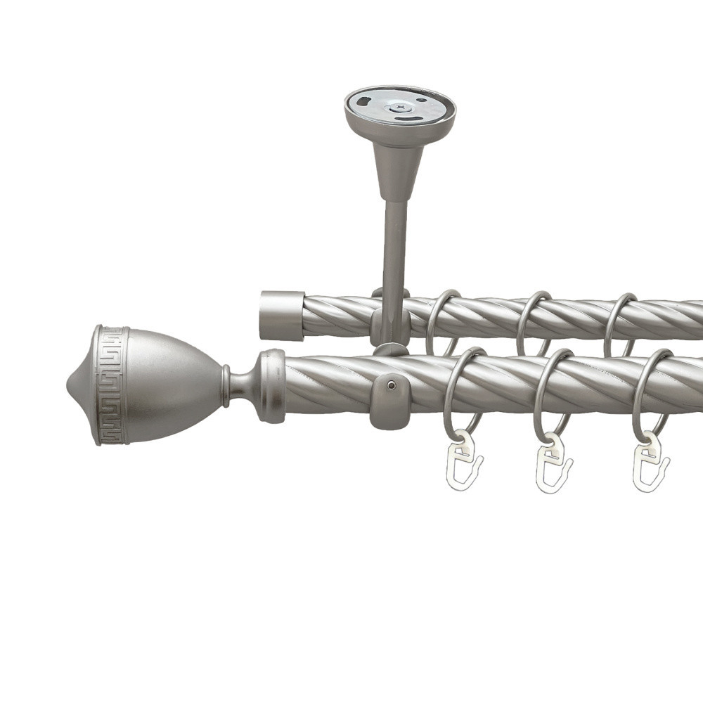 Карниз Orvit Афіна металевий дворядний відкритий до стелі скручена труба кільце металеве Сатин 25\19 мм 300 см (00-00024181) Львів - фото 1